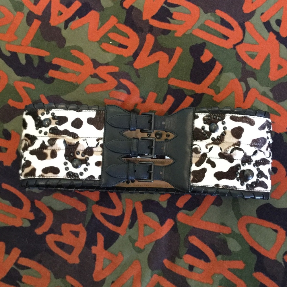 ALAIA leopard ponyhair belt